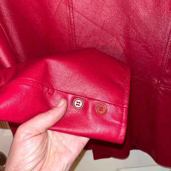Clio Vintage Women's Vibrant Red Genuine Leather Blazer Jacket Medium - Picture 6 of 6